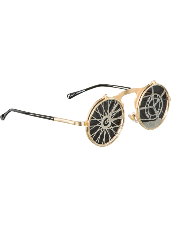 Lunettes Steampunk Dorées – Verres à Engrenages | Style Rétro-Victorien
