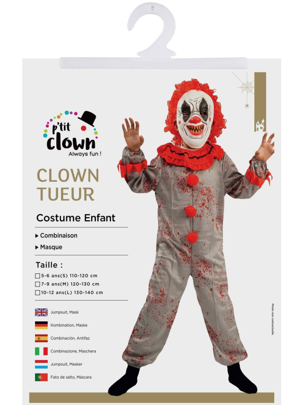 Déguisement de Clown tueur enfant avec masque