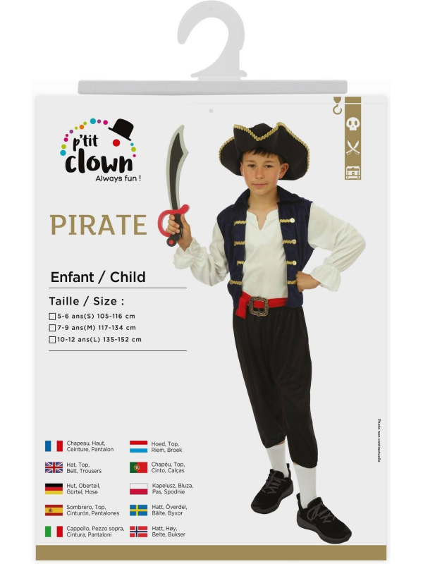 Déguisement Pirate Enfant 5 à 12 ans - Costume Garçon avec Chapeau