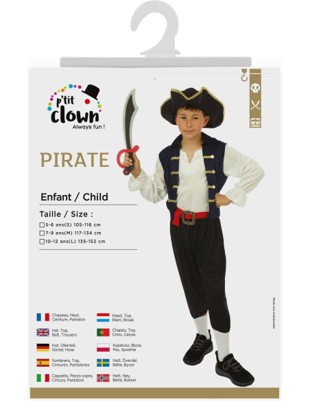 Déguisement Pirate Enfant 5 à 12 ans - Costume Garçon avec Chapeau