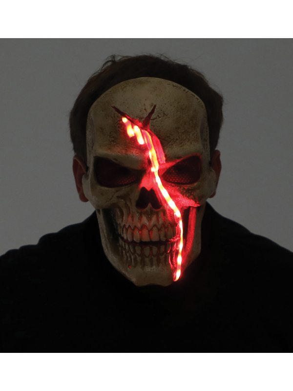 Masque de Squelette Lumineux avec Sang LED pour Halloween - Adulte