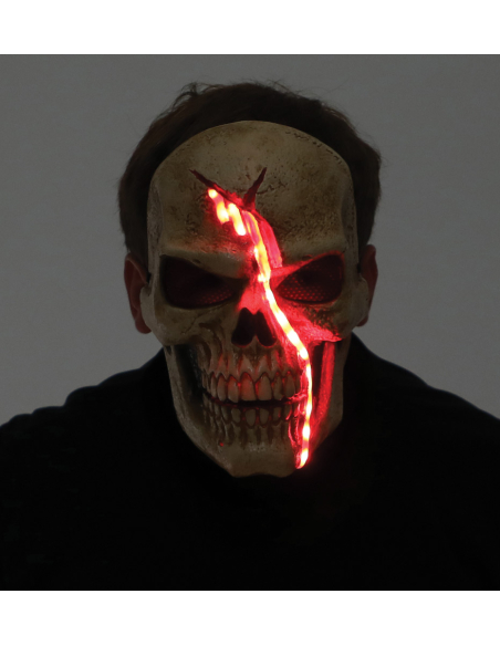Masque de Squelette Lumineux avec Sang LED pour Halloween - Adulte