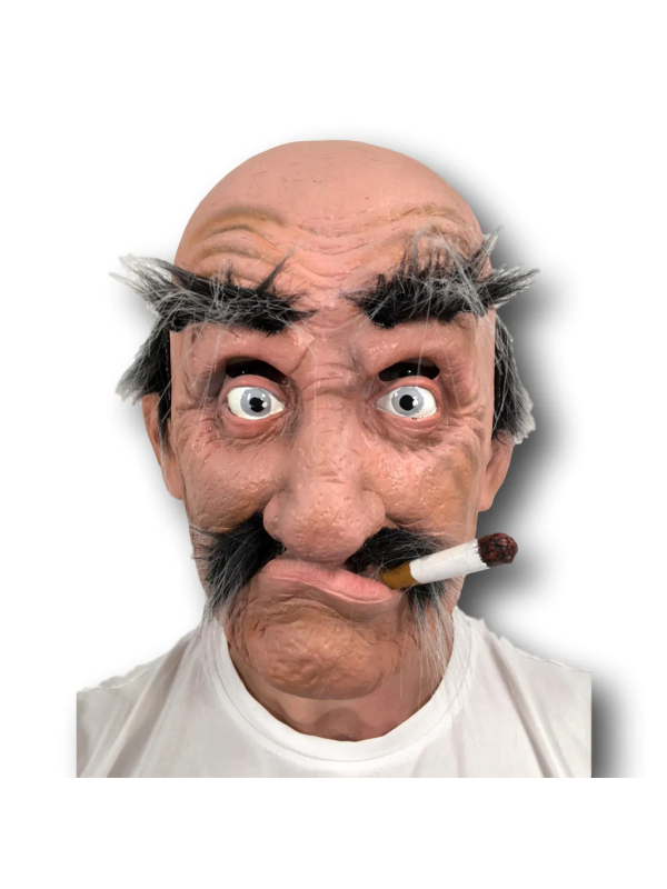 Masque Vieil Homme Drôle avec Cigarette – Idéal pour Halloween et Soirées Déguisées