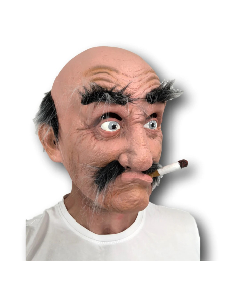 Masque Vieil Homme Drôle avec Cigarette – Idéal pour Halloween et Soirées Déguisées