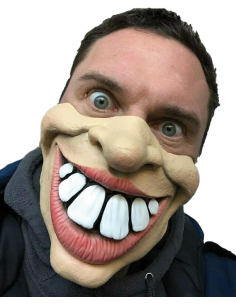 Masque Demi-Visage Sourire Géant - Masque Amusant en Latex Adulte
