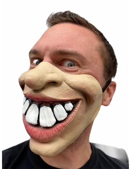 Masque Demi-Visage Sourire Géant - Masque Amusant en Latex Adulte