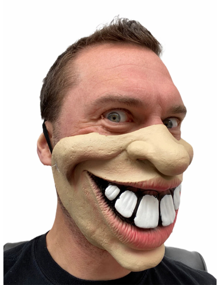 Masque Demi-Visage Sourire Géant - Masque Amusant en Latex Adulte