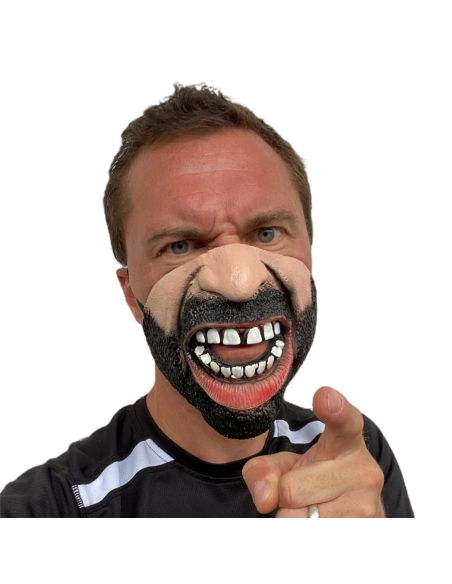 Masque Demi-Visage Grincheux - Masque Colérique en Latex pour Adultes