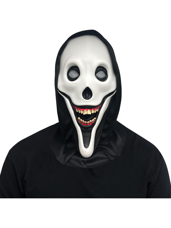 Masque Smiler Sinistre avec Capuche - Masque Halloween en PVC Dents 3D