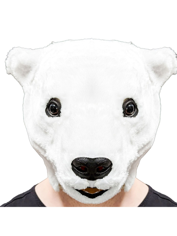 Masque Ours Polaire Adulte – Latex & Fourrure Blanche