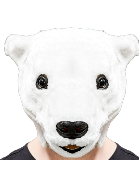 Masque Ours Polaire Adulte – Latex & Fourrure Blanche