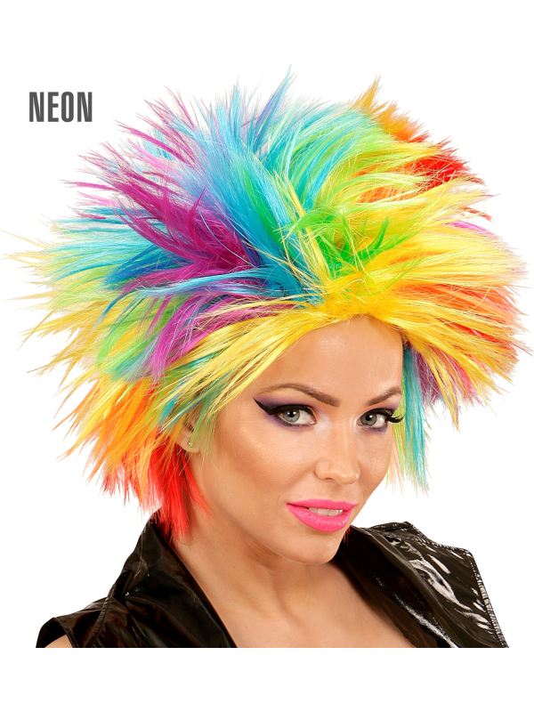 Perruque Punk Arc-en-Ciel Néon – Explosion de couleurs pour vos déguisements !