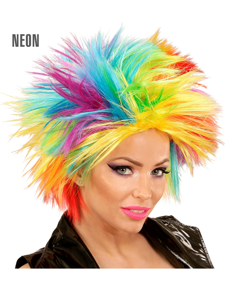Perruque Punk Arc-en-Ciel Néon – Explosion de couleurs pour vos déguisements !