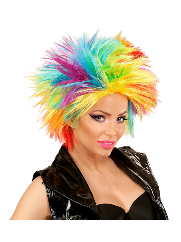 Perruque Punk Arc-en-Ciel Néon – Explosion de couleurs pour vos déguisements !