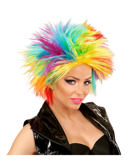 Perruque Punk Arc-en-Ciel Néon – Explosion de couleurs pour vos déguisements !