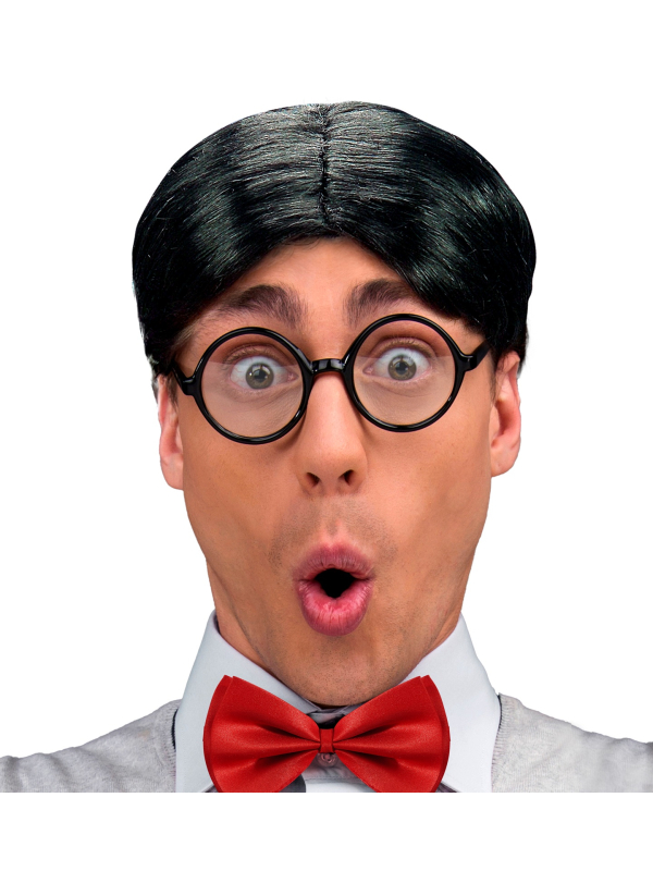 Perruque Geek Adulte avec Lunettes Rondes – Look Rétro Drôle
