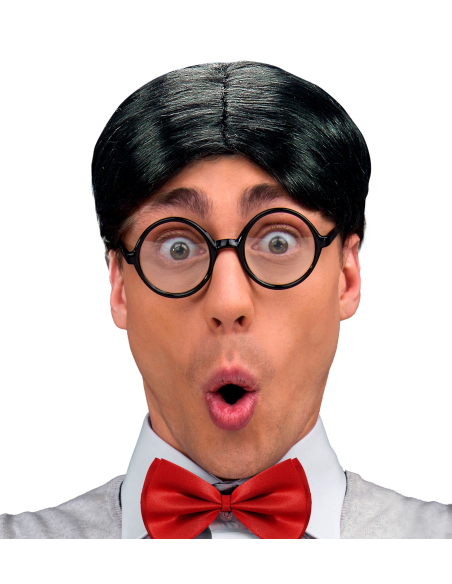 Perruque Geek Adulte avec Lunettes Rondes – Look Rétro Drôle