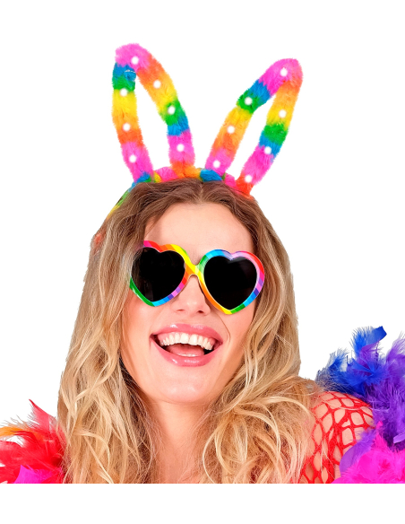 Oreilles de Lapin Arc-en-Ciel Éclairées – Brillez de mille feux en festival