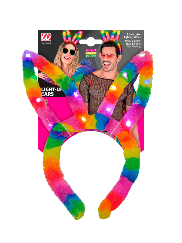 Oreilles de Lapin Arc-en-Ciel Éclairées – Brillez de mille feux en festival