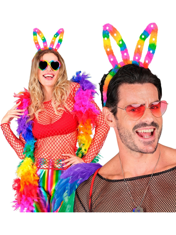 Oreilles de Lapin Arc-en-Ciel Éclairées – Brillez de mille feux en festival