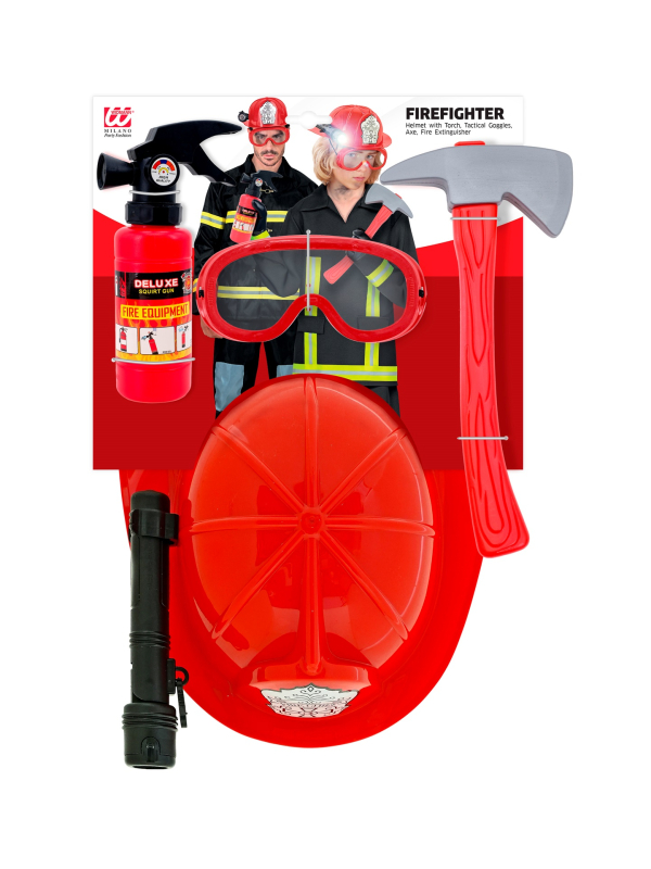 Set pompier enfant – Deviens un vrai héros avec casque, hache et extincteur !