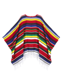 Poncho mexicain adulte 100 % coton – L'accessoire coloré et traditionnel pour vos fiestas ! 2