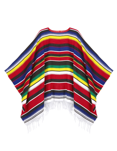 Poncho mexicain adulte 100 % coton – L'accessoire coloré et traditionnel pour vos fiestas !