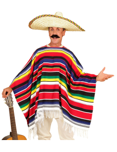 Poncho mexicain adulte 100 % coton – L'accessoire coloré et traditionnel pour vos fiestas !