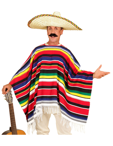 Poncho mexicain adulte 100 % coton – L'accessoire coloré et traditionnel pour vos fiestas !