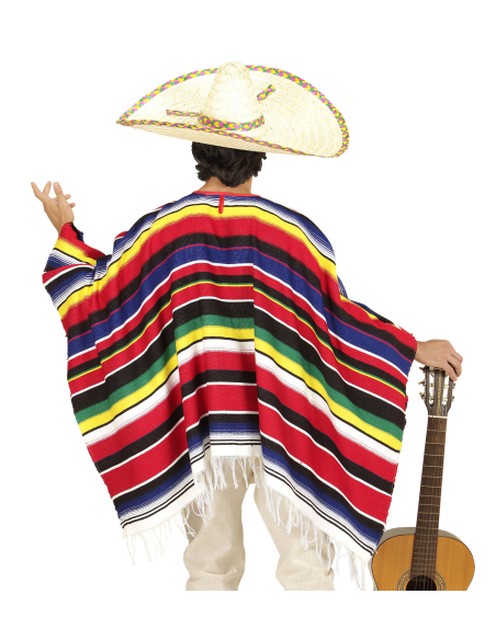 Poncho mexicain adulte 100 % coton – L'accessoire coloré et traditionnel pour vos fiestas !