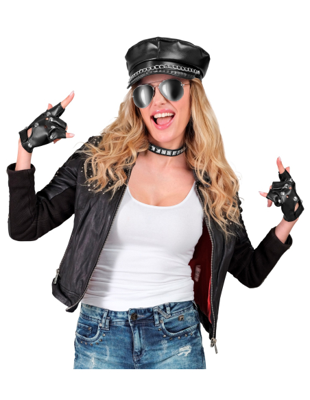 Accessoires Rocker Biker – Kit complet (Chapeau, Collier, Gants, Lunettes)