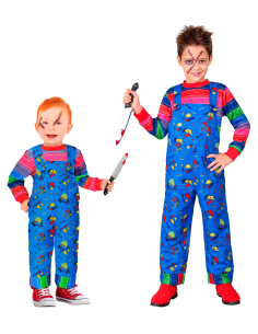 Déguisement poupée maléfique enfant – Salopette et chemise rayée