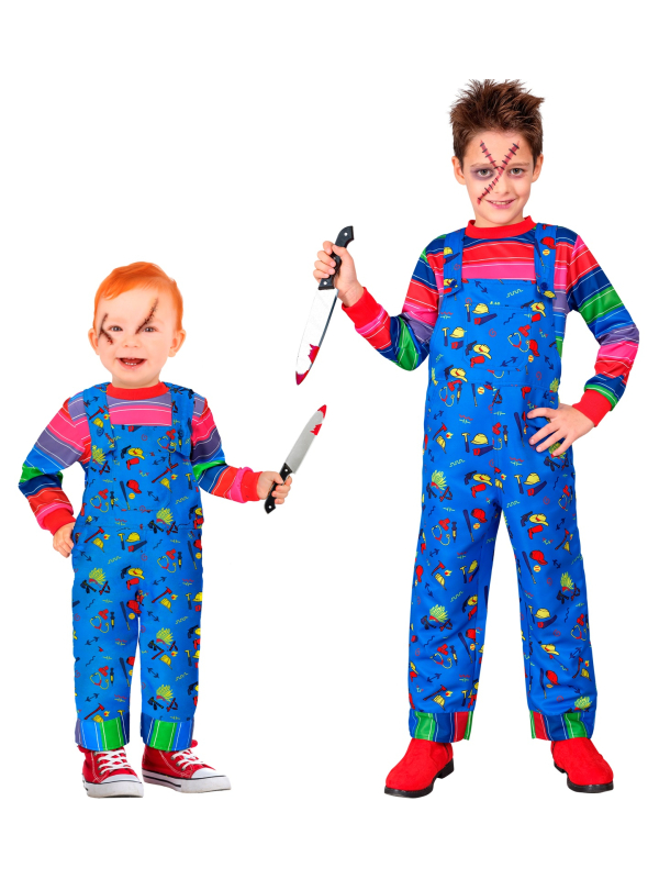 Déguisement poupée maléfique enfant – Salopette et chemise rayée