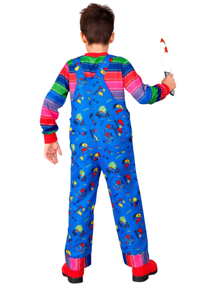 Déguisement poupée maléfique enfant – Salopette et chemise rayée