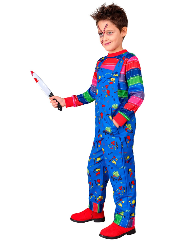 Déguisement poupée maléfique enfant – Salopette et chemise rayée