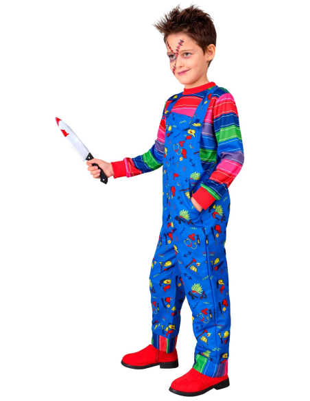 Déguisement poupée maléfique enfant – Salopette et chemise rayée