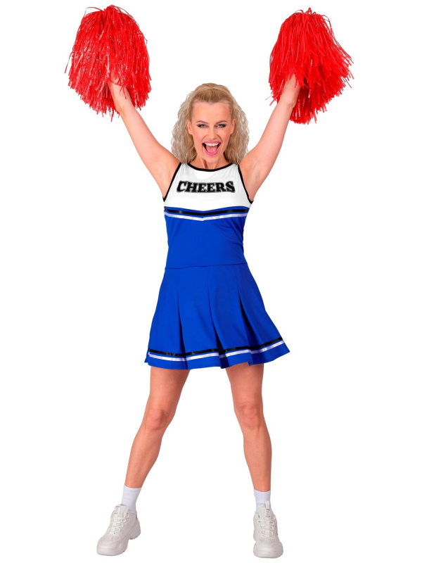 Déguisement Majorette Cheerleader Bleu Femme – Robe courte style Pom-Pom Girl