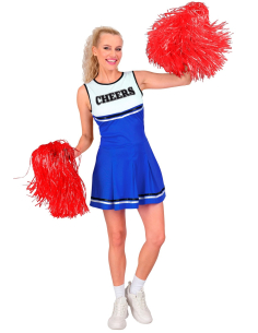 Déguisement Majorette Cheerleader Bleu Femme – Robe courte style Pom-Pom Girl