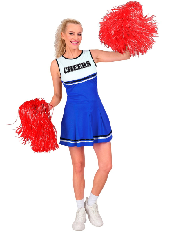 Déguisement Majorette Cheerleader Bleu Femme – Robe courte style Pom-Pom Girl