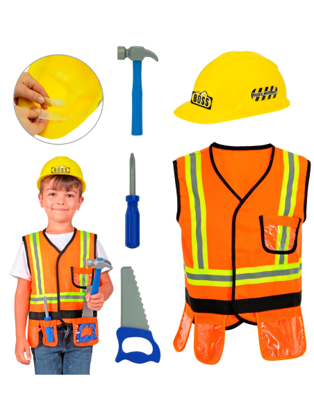 Set Déguisement Chantier Enfant – Ouvrier / Constructeur avec Accessoires
