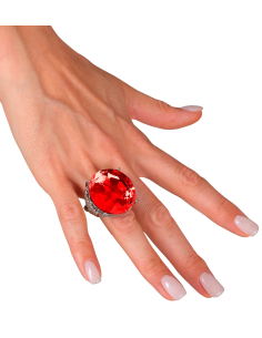 Bague Pierre Rouge Géante – Accessoire Costume Adulte Réglable