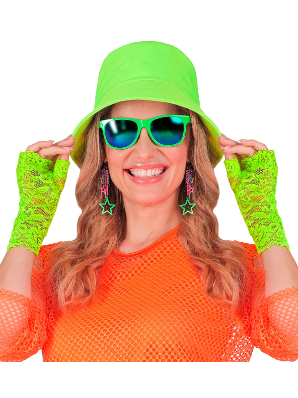 Gants en Dentelle Vert Fluo – Accessoire Fluo Années 80 Femme