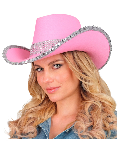 Chapeau cowgirl rose pour festival western – Glamour, paillettes
