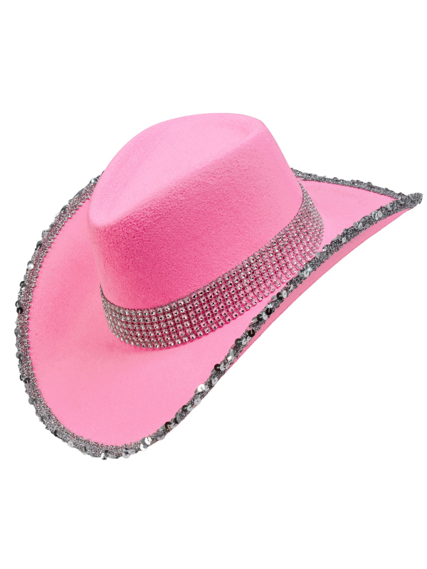 Chapeau cowgirl rose pour festival western – Glamour, paillettes