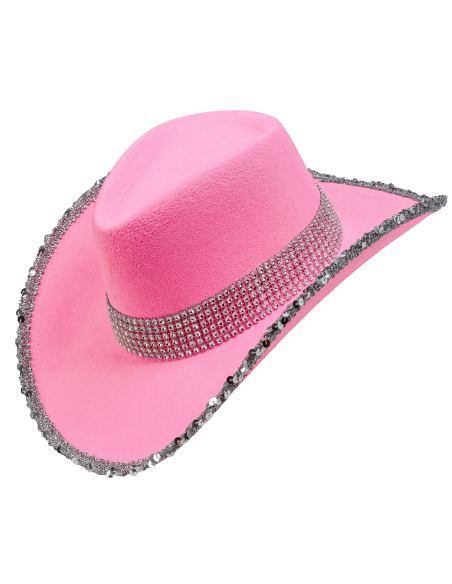 Chapeau cowgirl rose pour festival western – Glamour, paillettes