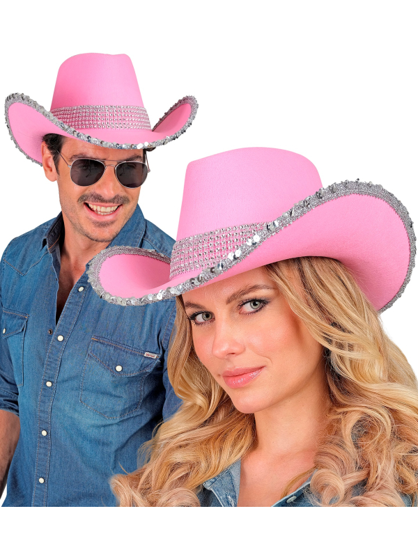 Chapeau cowgirl rose pour festival western – Glamour, paillettes