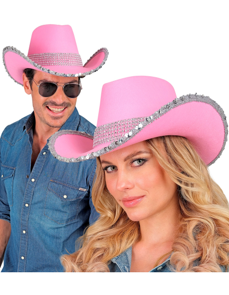 Chapeau cowgirl rose pour festival western – Glamour, paillettes