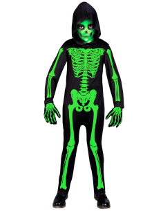 Déguisement de Squelette Vert Vif Enfant – Costume Classique d’Halloween