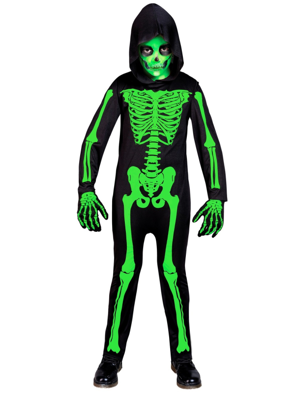 Déguisement de Squelette Vert Vif Enfant – Costume Classique d’Halloween