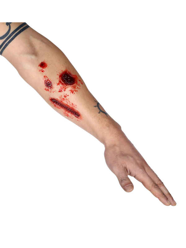 Prothèses FX 7 blessures – Maquillage effet gore réaliste avec colle